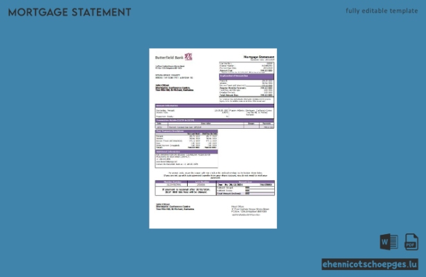Beispiel eines Hypothekenkontoauszugs der Butterfield Bank in Barbados (Vorschau)